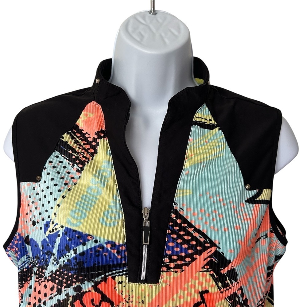 Jamie Sadock Crinkle Neon Sleeveless Top Artsy Golf Pickleball Excellent Size M - Picture 5 of 9